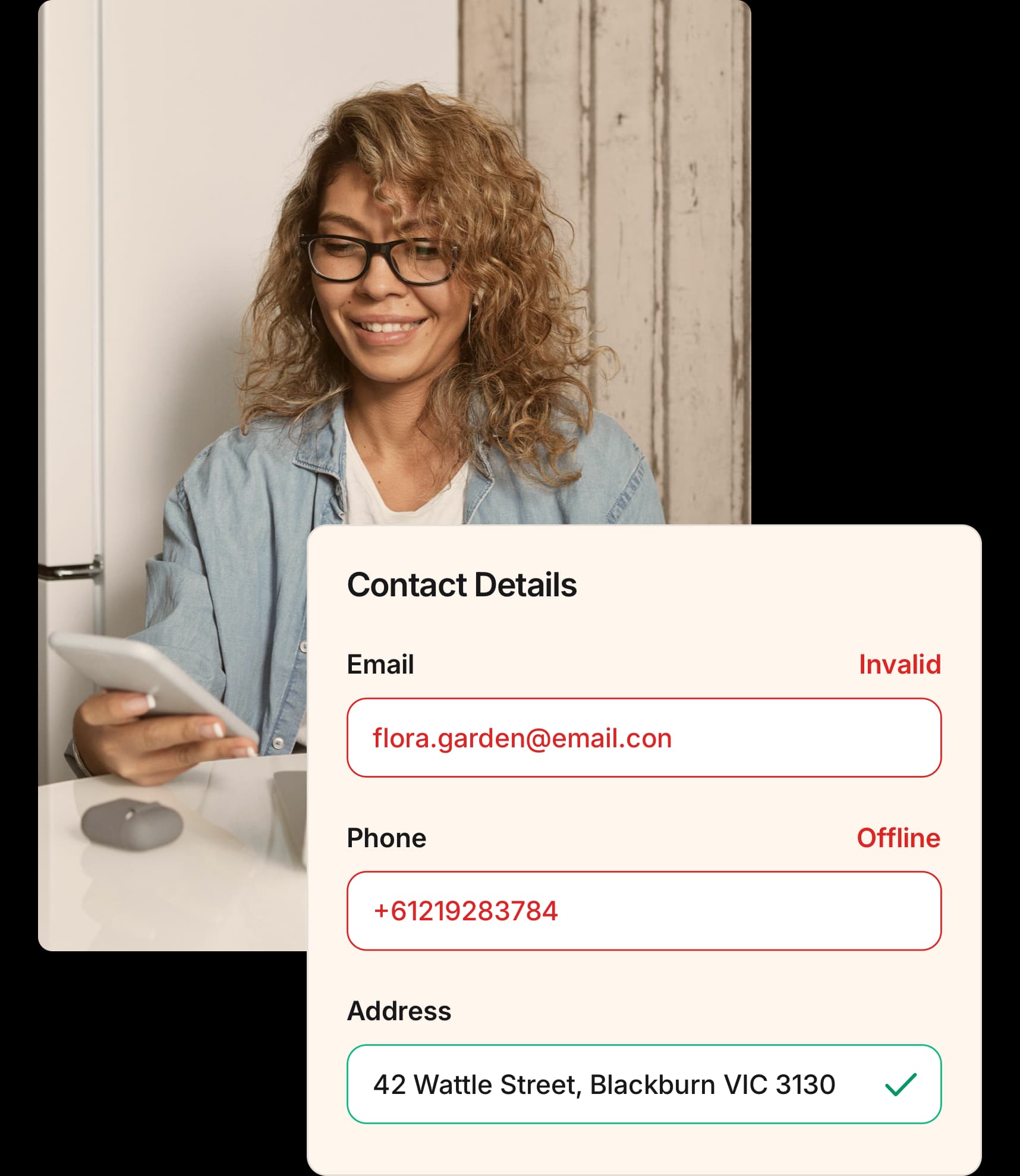 example of address verification, email validation for education 